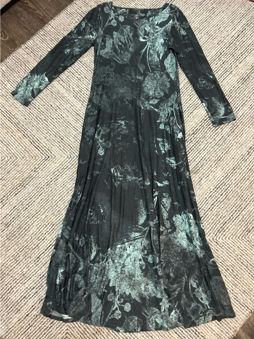 Soft Surroundings Long Sleeve Dark Romantic Floral Maxi Dress Size Medium